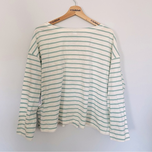 Old Navy Cropped Loose Mariner-Stripe Long-Sleeve Henley Tee- Jade- Size XXL-NWT - Picture 10 of 10